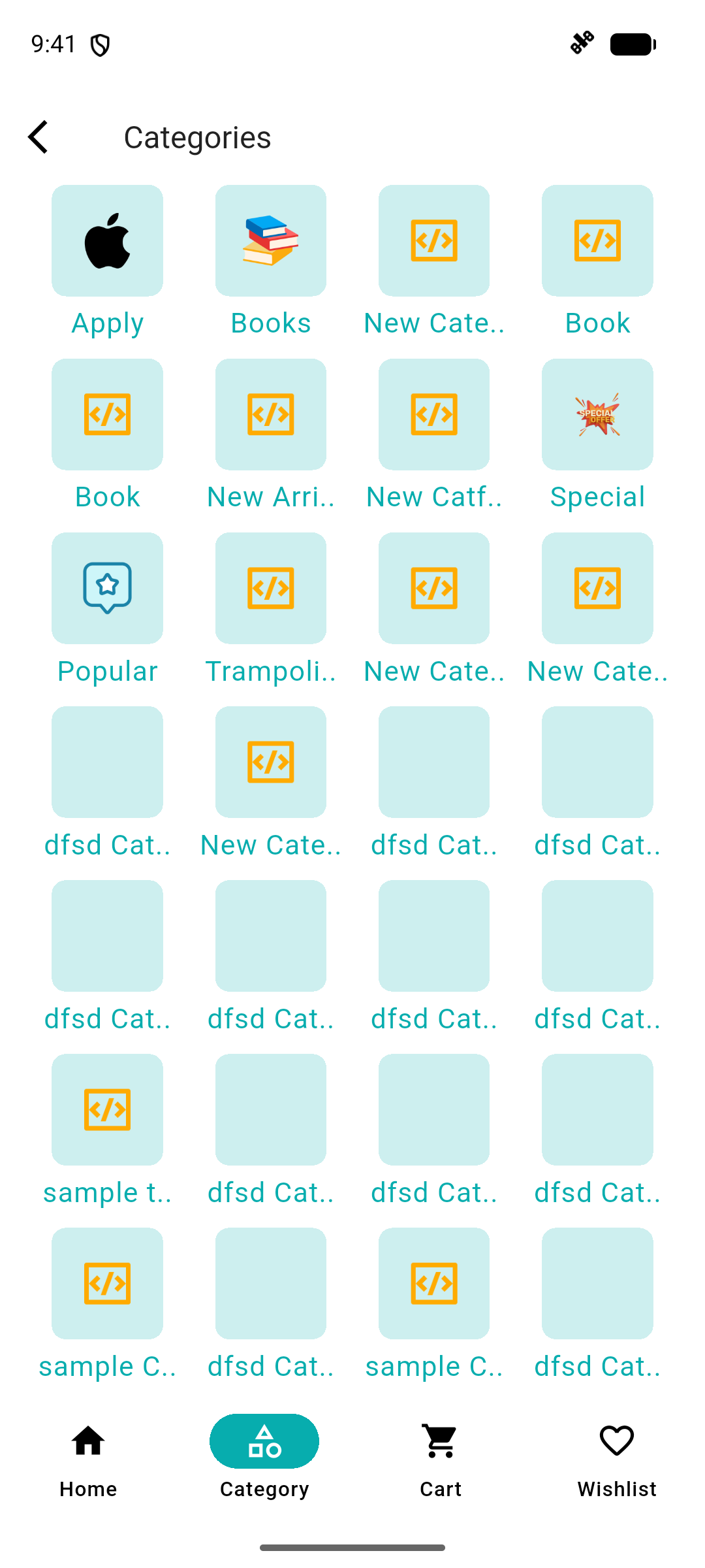 categories Screen