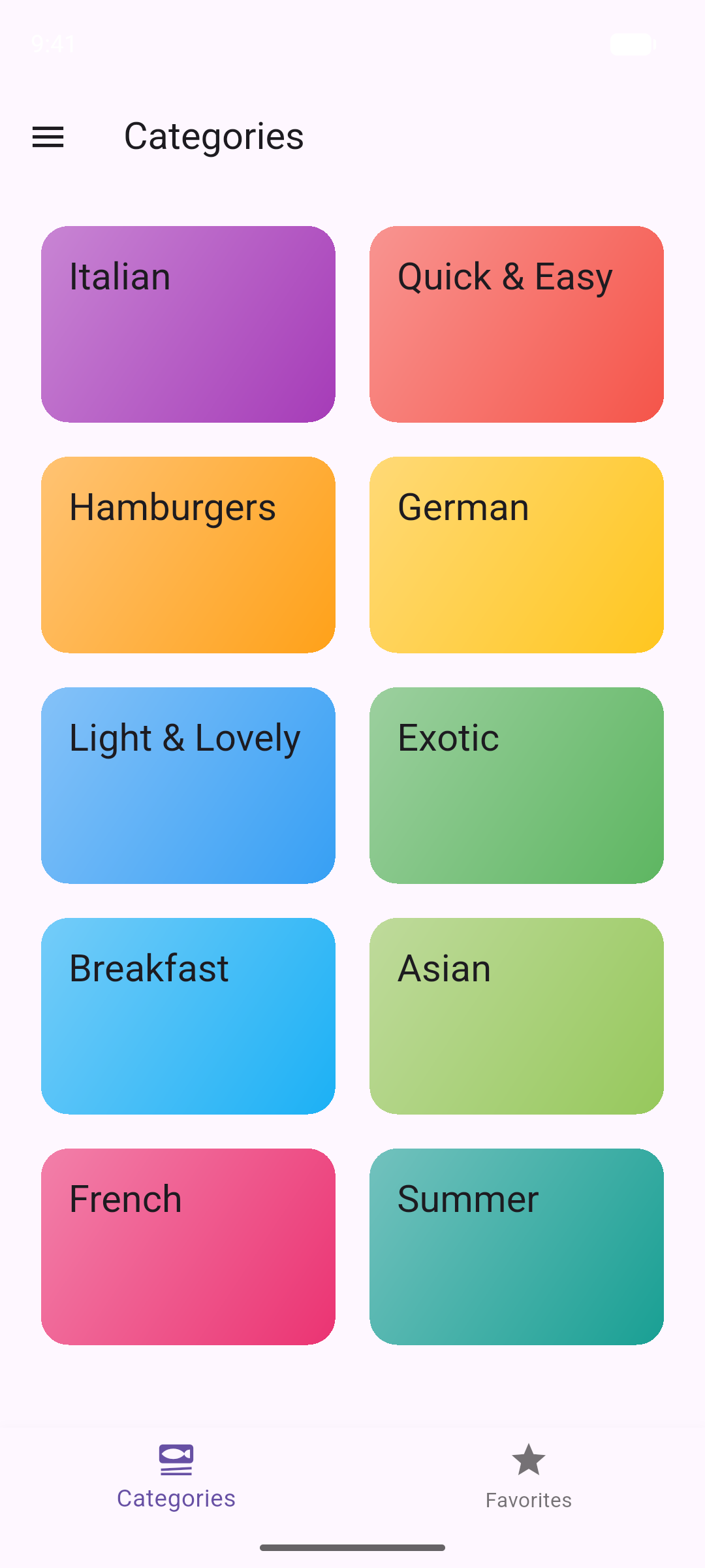 categories Screen